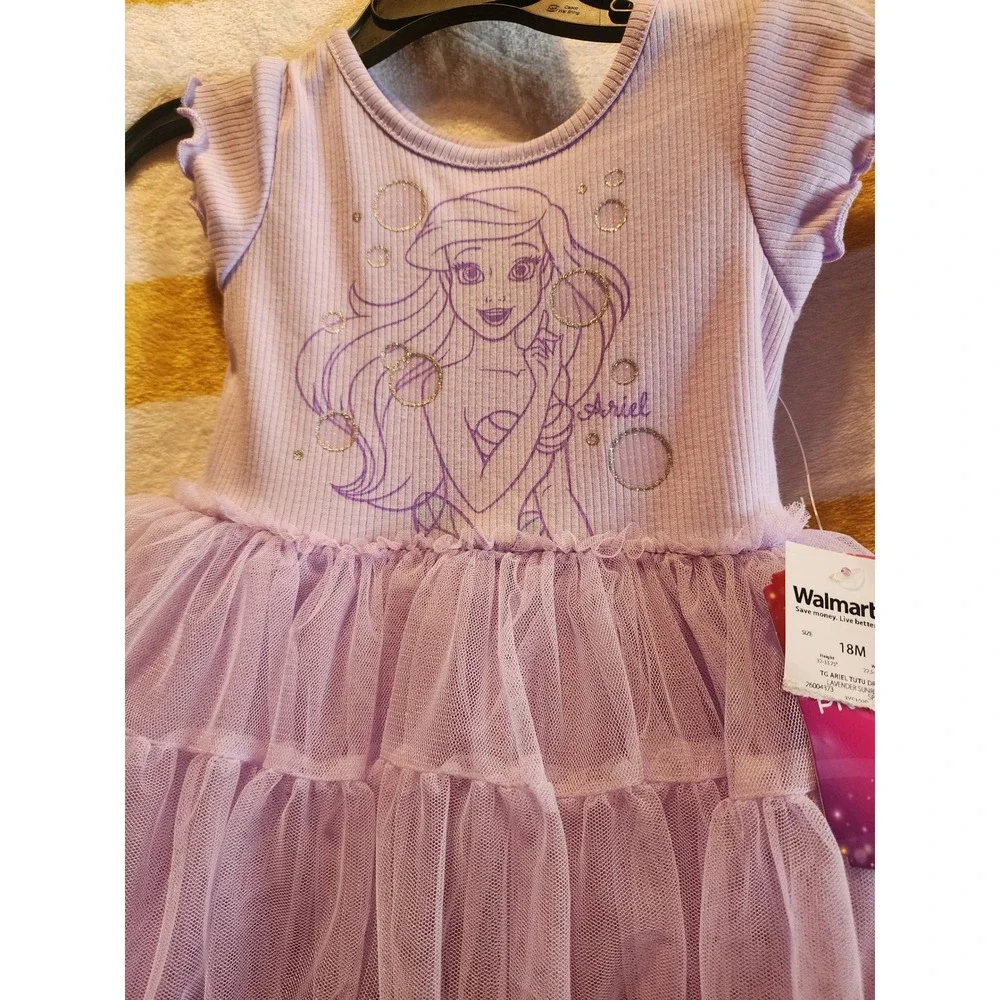Disney Princess Ariel Baby Girls Lavender Tutu Dress Size 18M NWT